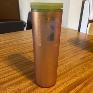 Starbucks Frosted Pink Tumbler with Lime Lid